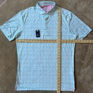 NWT Johnnie-O Featherweight Polo - Cocktail Print Blue/Green